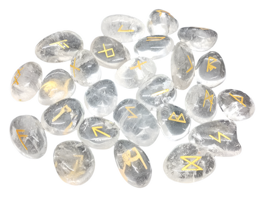 Quartz Crystal Norse Elder Futhark Runes