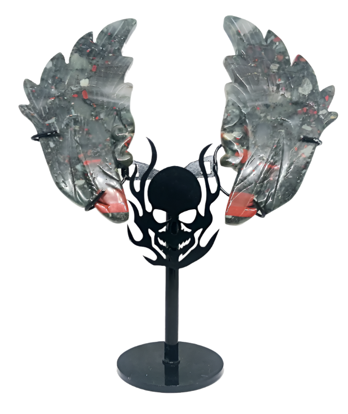 African Bloodstone Crystal Wolf Wings