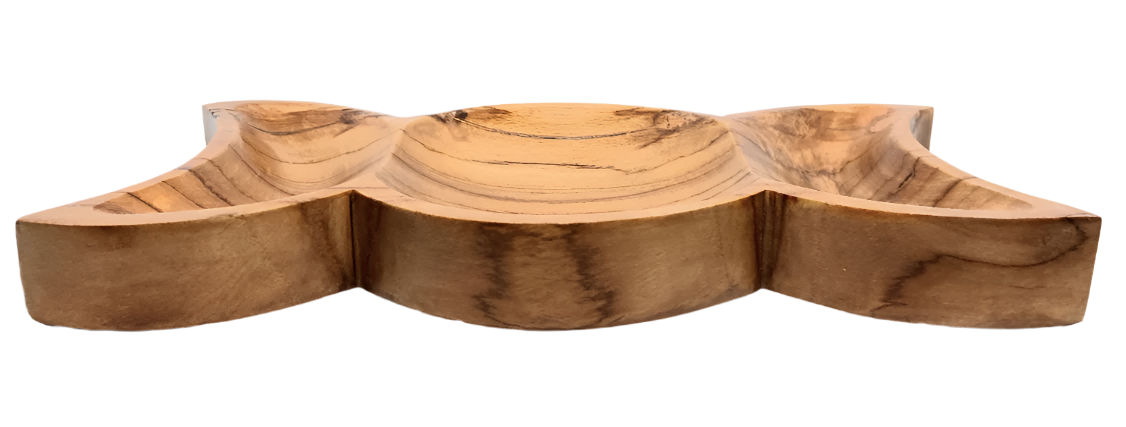 Handmade Teak Wood Triple Moon Altar Bowl