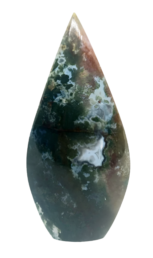 196G Moss Agate Crystal Teardrop with Ocean Jasper Inclusions