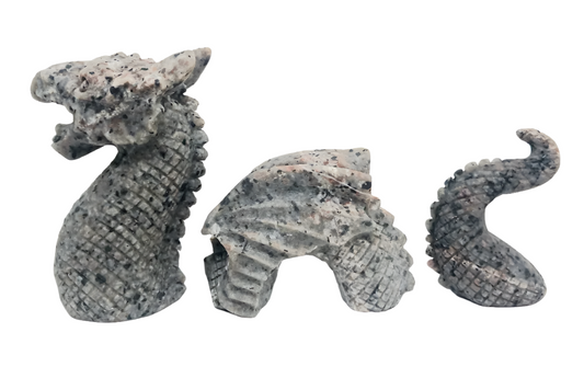 288G Yooperlite Crystal Three Piece Dragon Carving