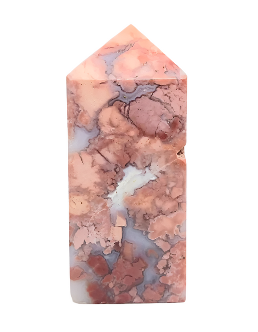 100G Pink Agate Crystal Tower