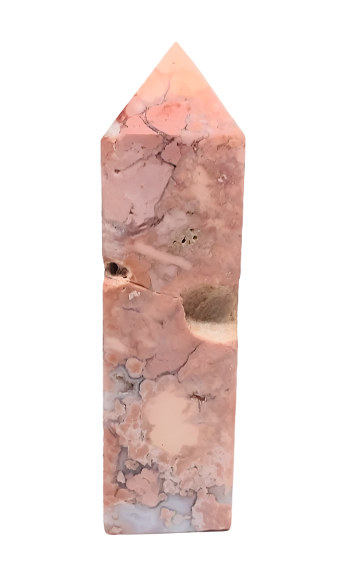 100G Pink Agate Crystal Tower