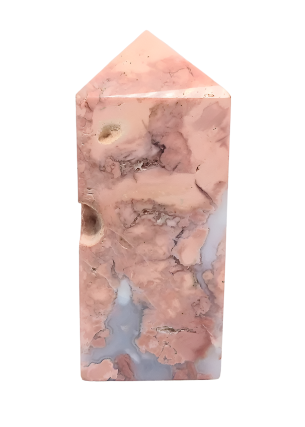 100G Pink Agate Crystal Tower