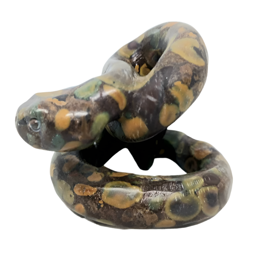 Fruit Jasper Crystal 3D Snake Carving