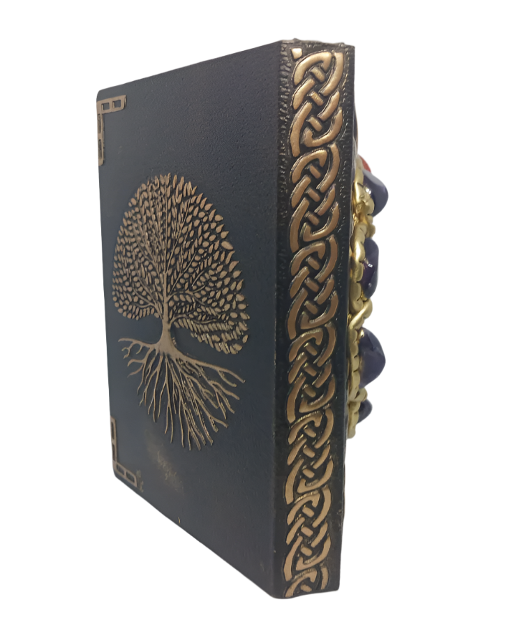 Yggdrasil Journal with Amethyst and Carnelian Crystal