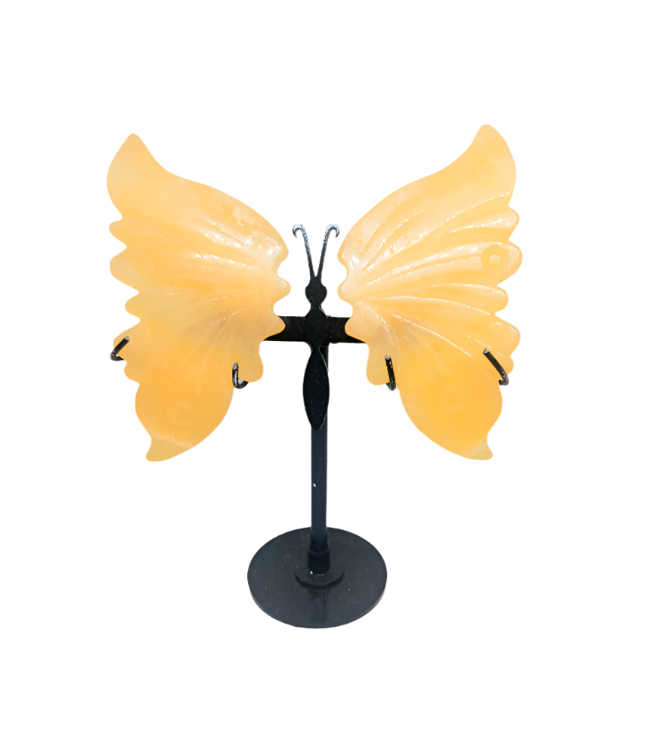 Yellow Calcite Crystal Butterfly Wings