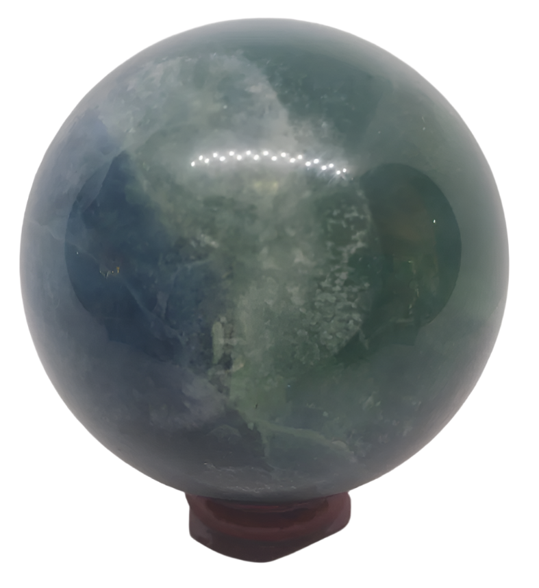 628G Blue Fluorite Crystal Sphere with Lighting