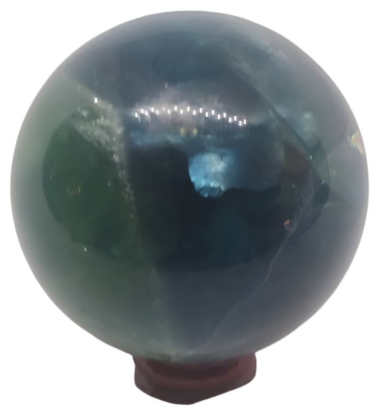 628G Blue Fluorite Crystal Sphere with Lighting