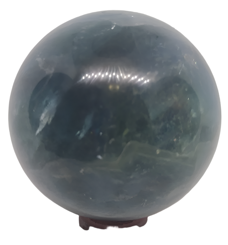 628G Blue Fluorite Crystal Sphere with Lighting