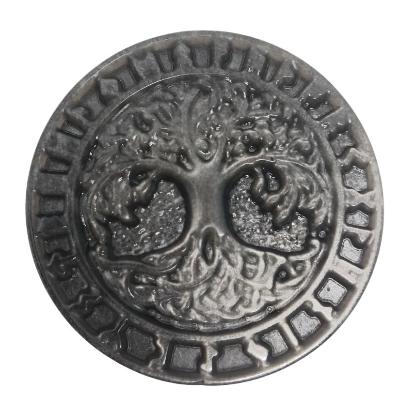 Silver Obsidian Crystal Yggdrasil with Norse Elder Futhark Runes Carving