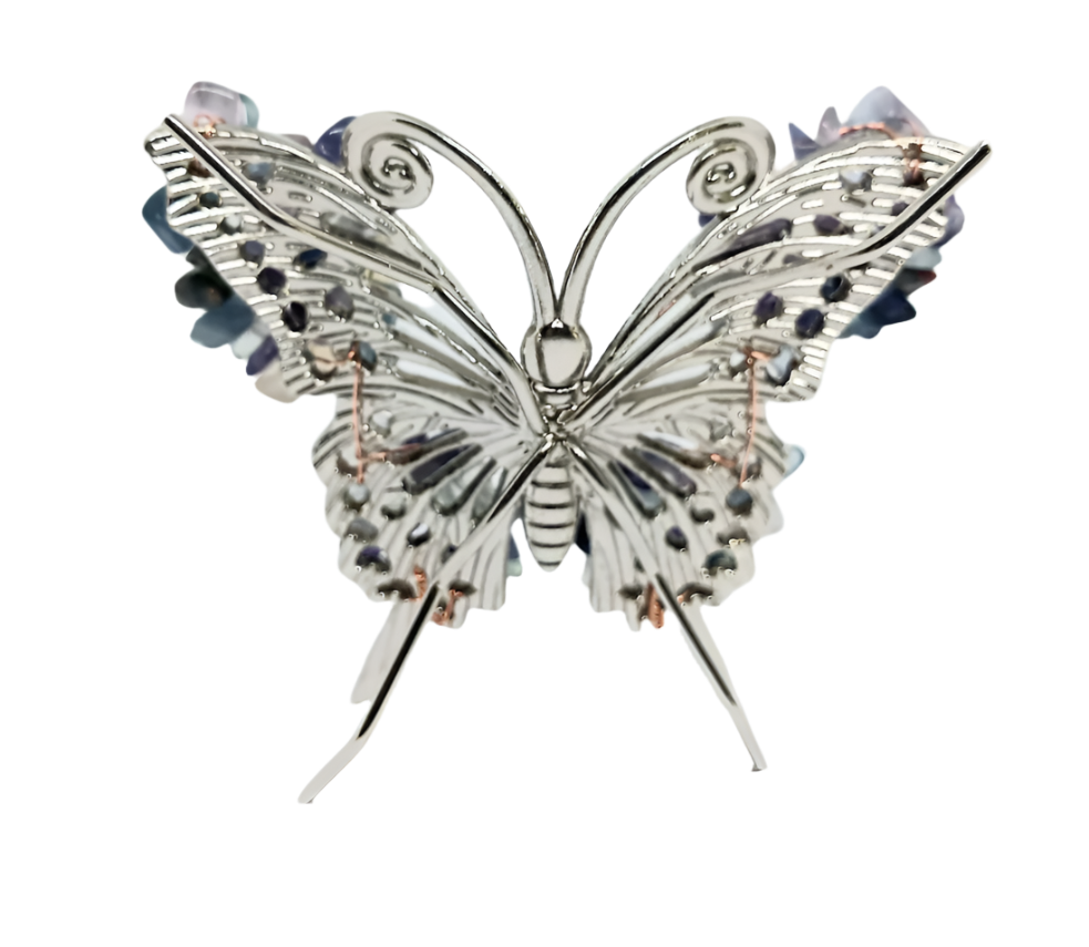 Rainbow Fluorite Crystal Wire Wrapped Butterfly