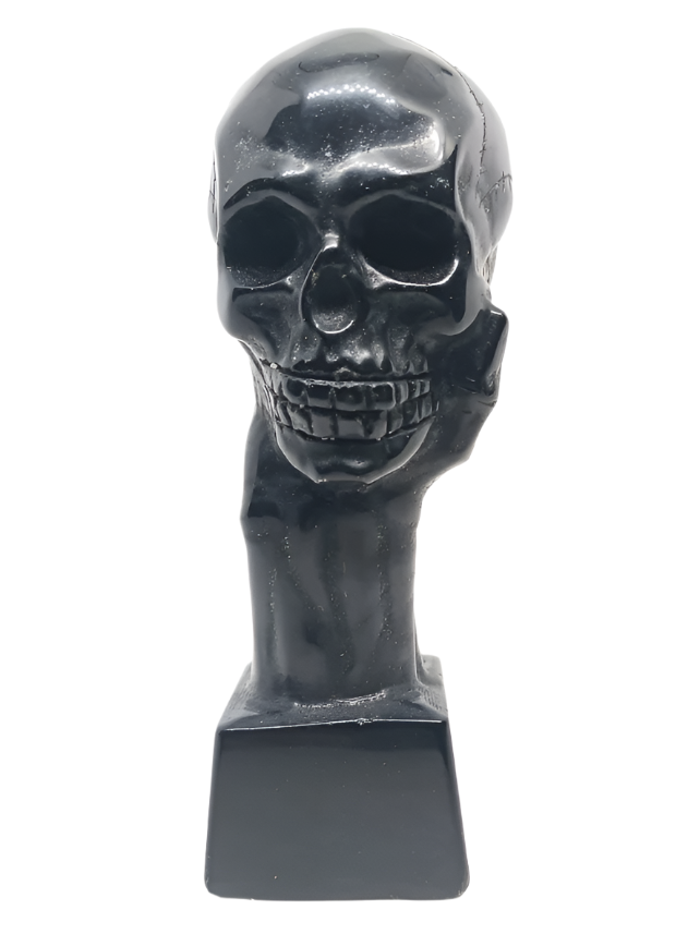 Obsidian Crystal Skull in a Dragon's Hand