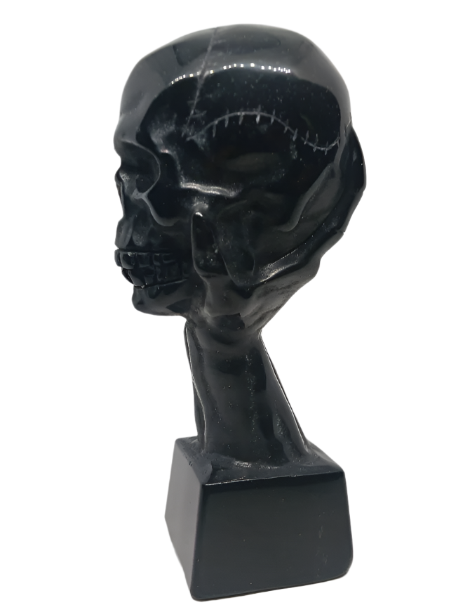 Obsidian Crystal Skull in a Dragon's Hand