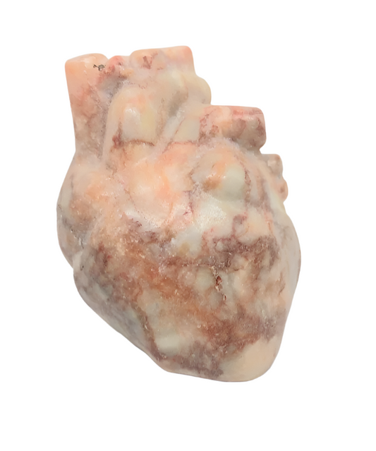 Red Network Jasper Crystal Human Heart Carving