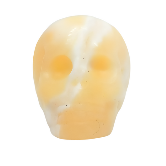 Yellow Calcite Crystal Skull Ring