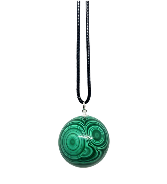 Malachite Crystal Sphere Pendant Necklace