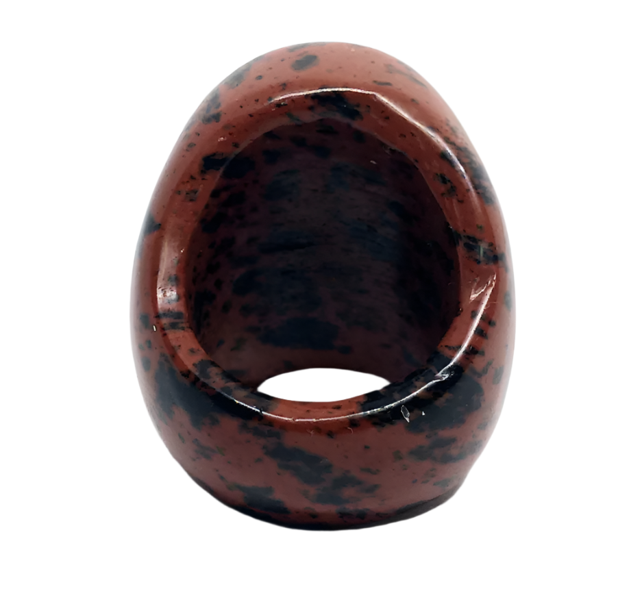 Mahogany Obsidian Crystal Skull Ring