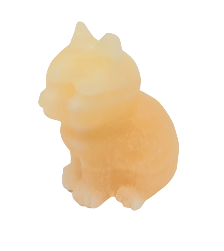 Honey Calcite Crystal Cat Carving