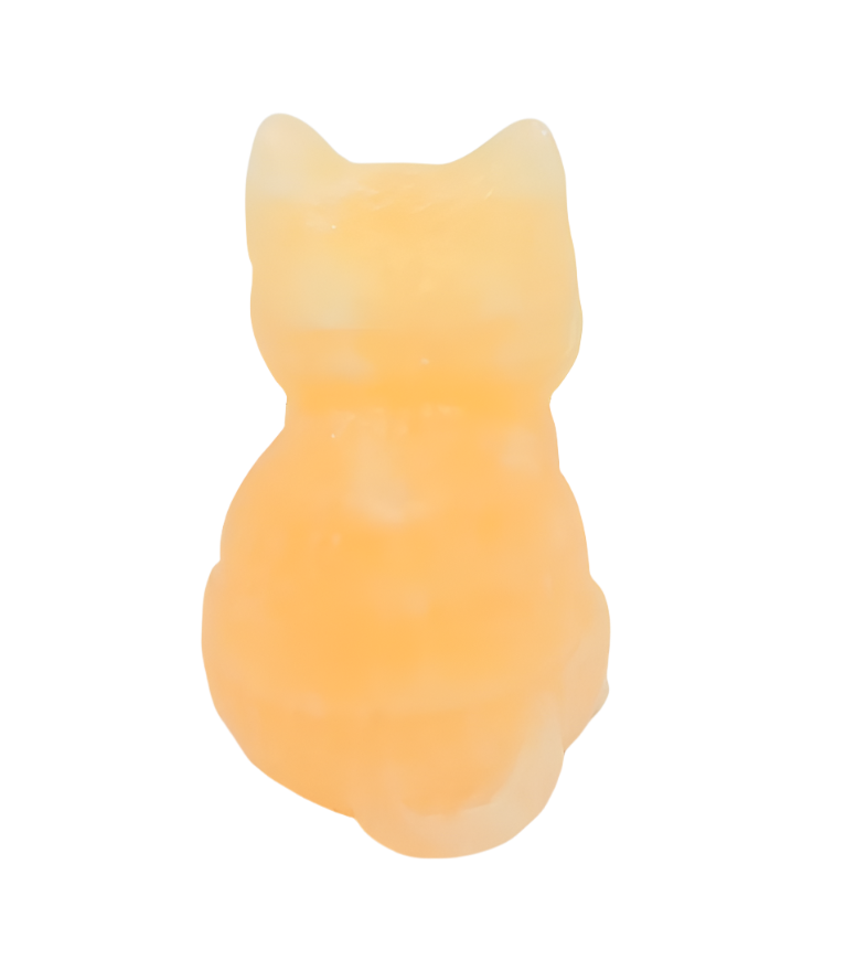 Honey Calcite Crystal Cat Carving