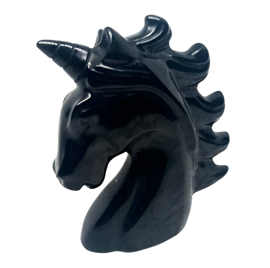 Black Obsidian Crystal Unicorn Carving