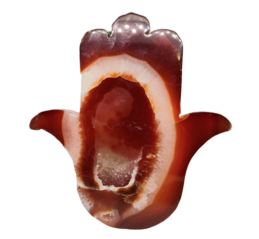 318G Carnelian Crystal Hamsa Palm Carving