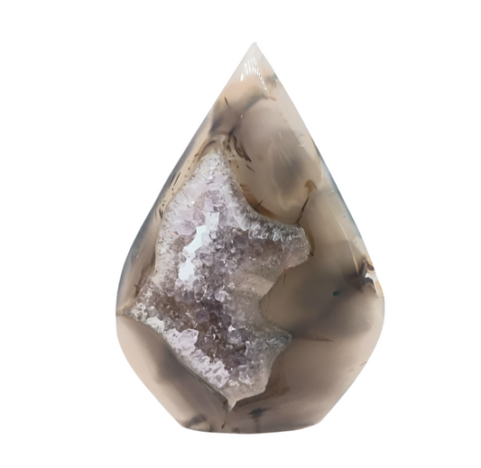 200G Agate Crystal with Amethyst Teardrop Point