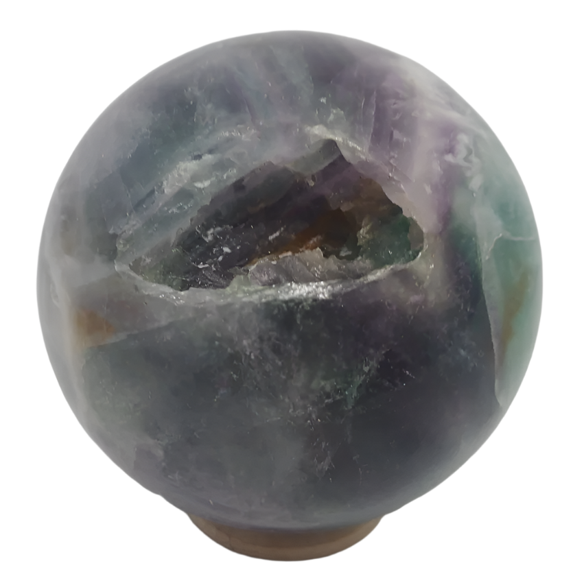 606G Feather Fluorite Crystal Sphere