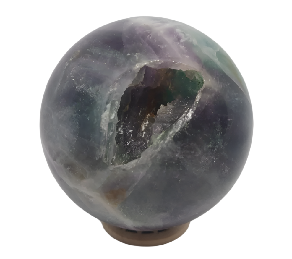 606G Feather Fluorite Crystal Sphere