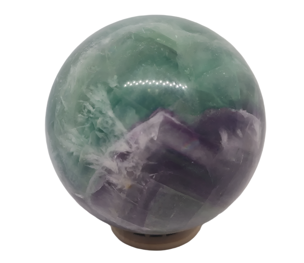 606G Feather Fluorite Crystal Sphere