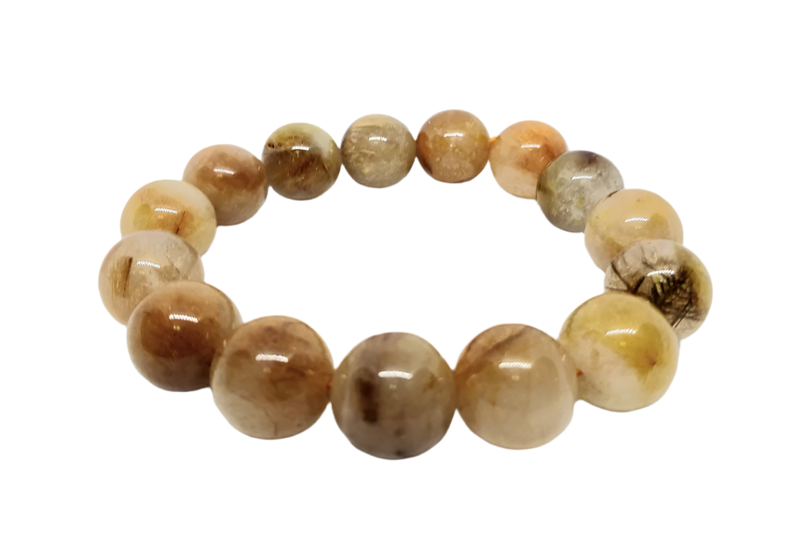 12MM Golden Rutilated Quartz Crystal Bracelet