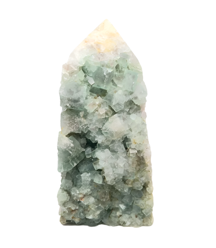 628g Green Fluorite Crystal Raw Tower