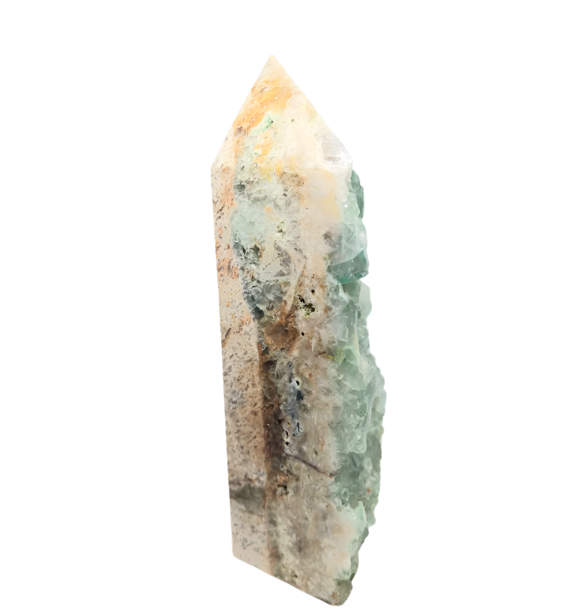 628g Green Fluorite Crystal Raw Tower
