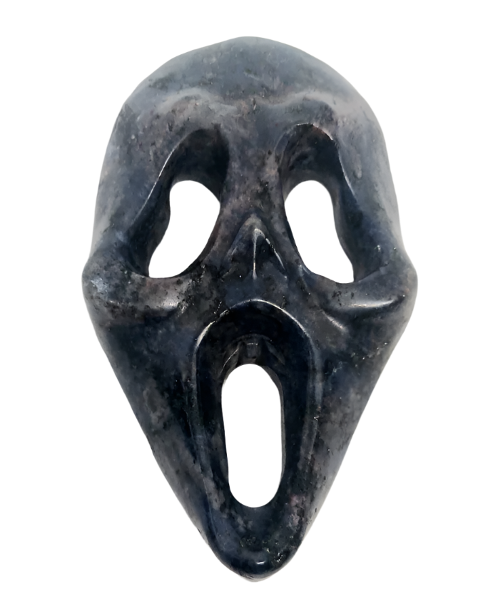 Sodalite Crystal Scary Ghost Face Carving