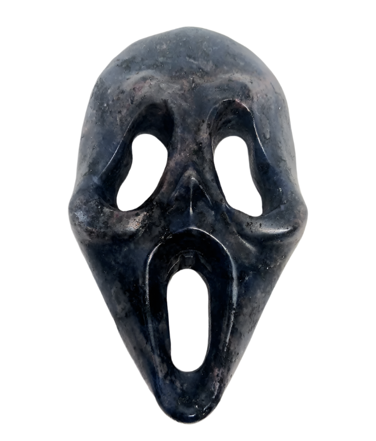 Sodalite Crystal Scary Ghost Face Carving
