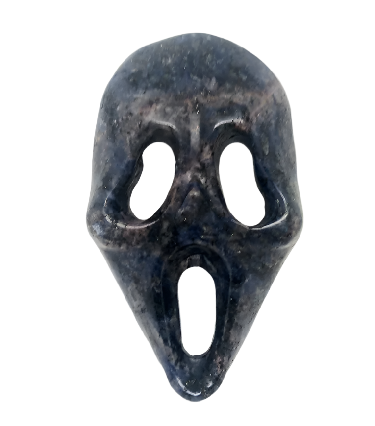 Sodalite Crystal Scary Ghost Face Carving