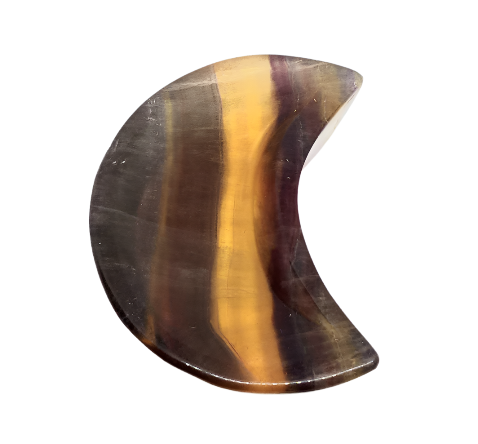 Yellow and Purple Fluorite Crystal Moon Bowl