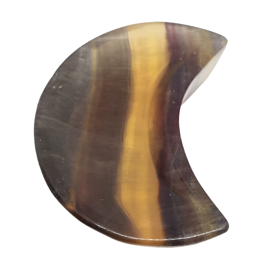 Yellow and Purple Fluorite Crystal Moon Bowl