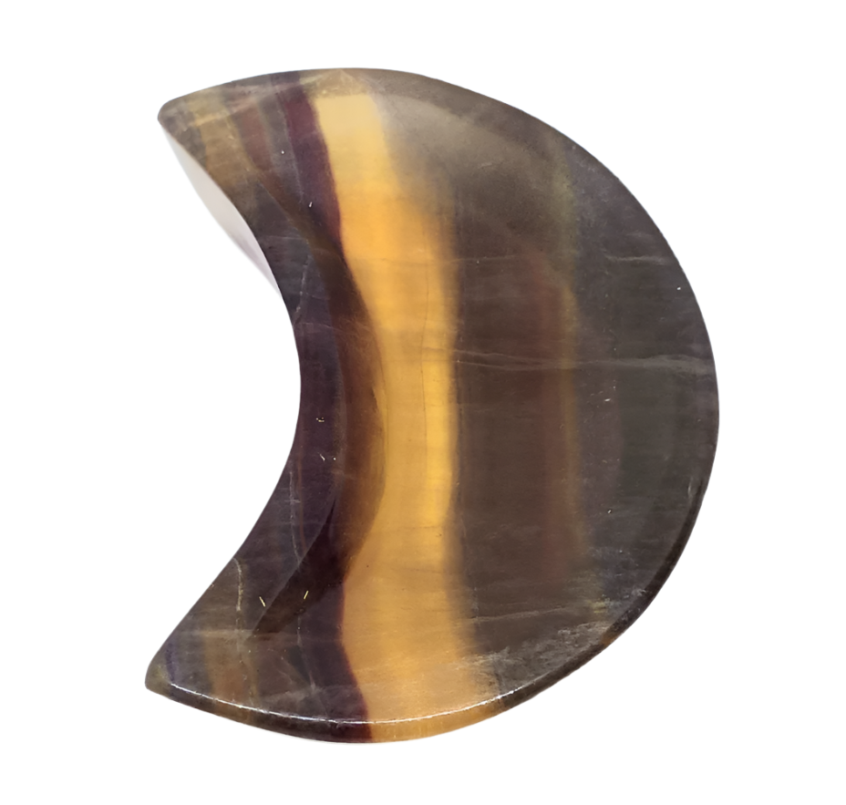 Yellow and Purple Fluorite Crystal Moon Bowl
