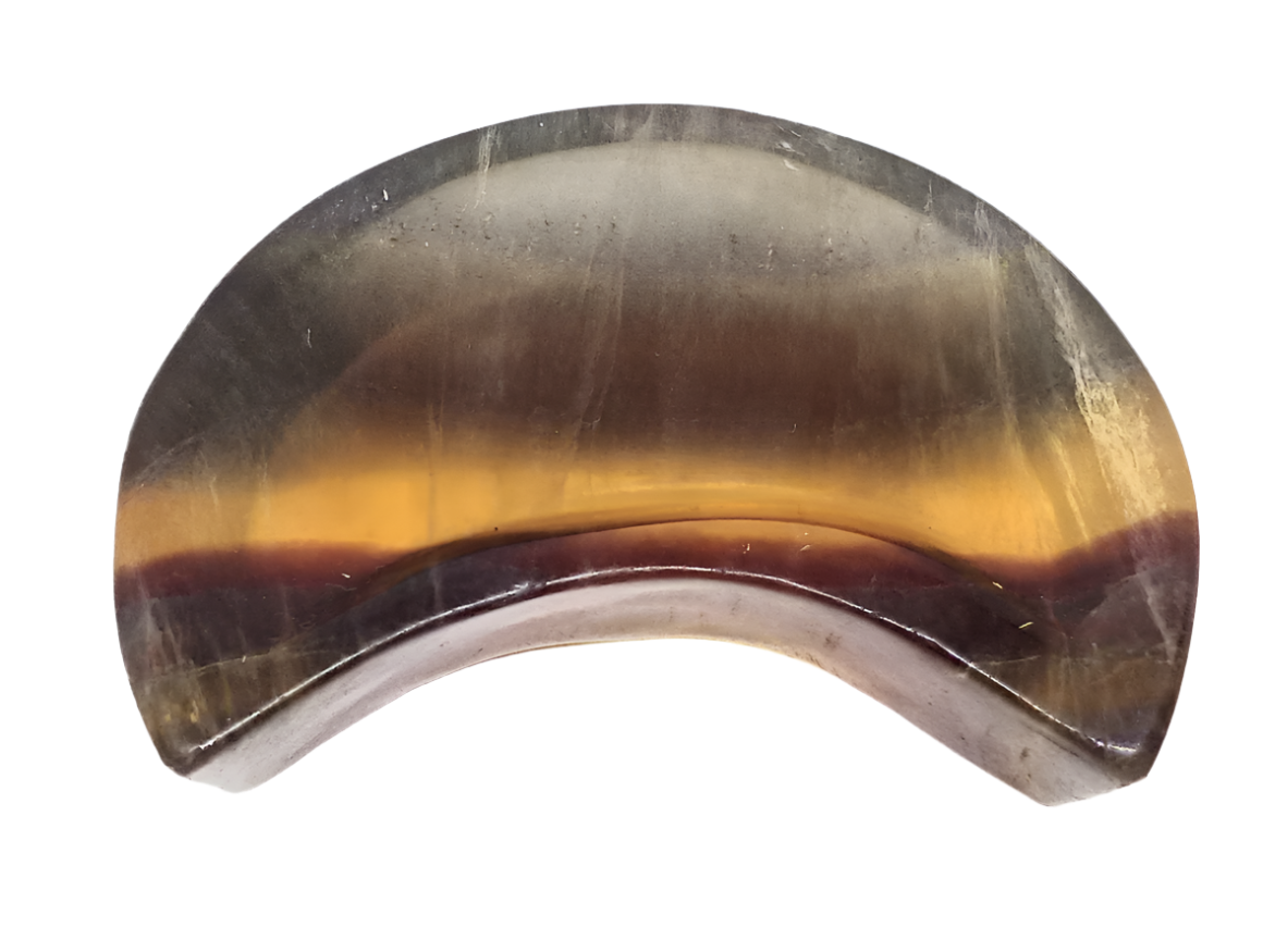Yellow and Purple Fluorite Crystal Moon Bowl