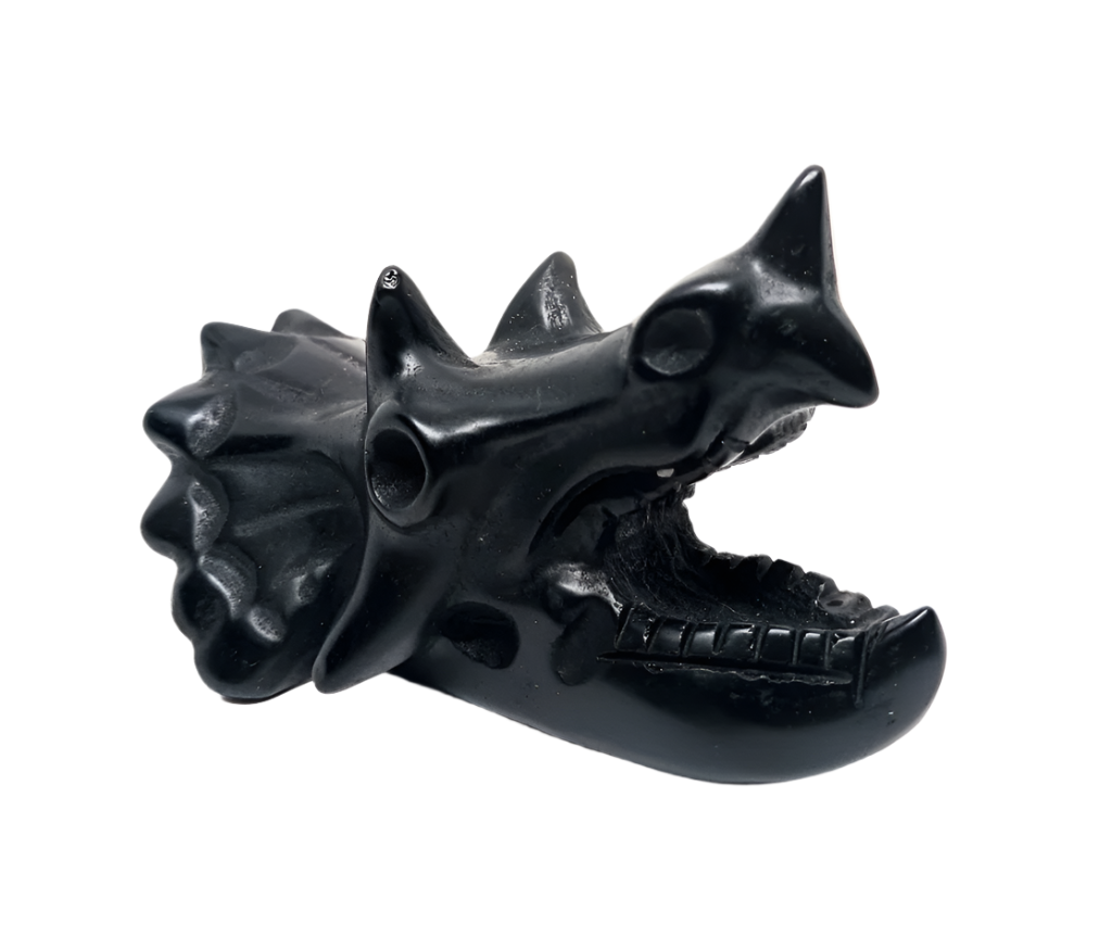 Obsidian Crystal Triceratops Head