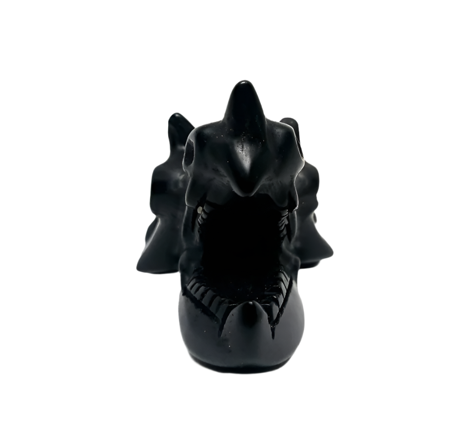 Obsidian Crystal Triceratops Head