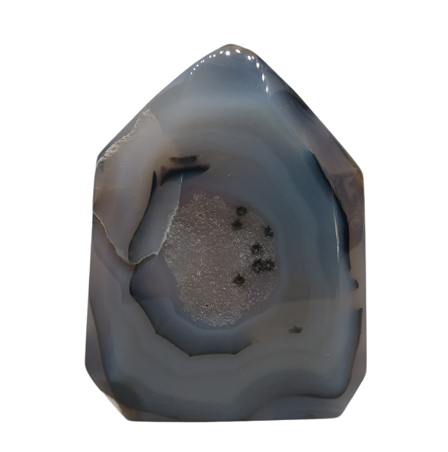 239G Druzy Agate Crystal Round Corner Tower