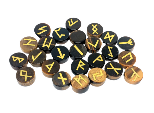 Tiger's Eye Crystal Norse Elder Futhark Runes