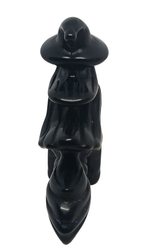 Obsidian Crystal Witch Carving