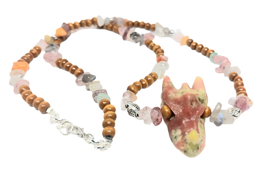 Plum Blossom Jade Crystal Dragon Head Necklace