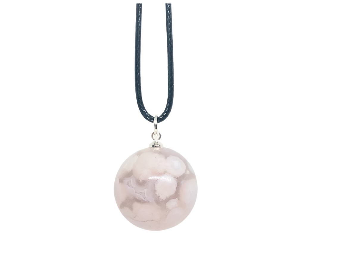 Flower Agate Crystal Sphere Necklace