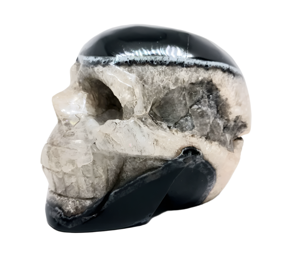 2.7lbs Black Banded Agate Crystal Skull