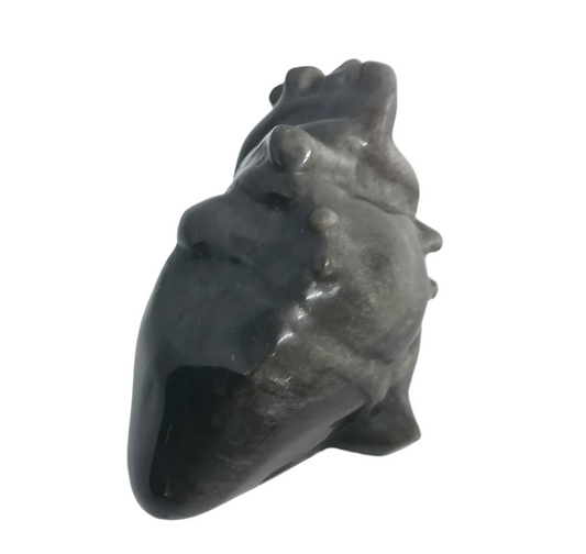 Silver Obsidian Crystal Human Heart