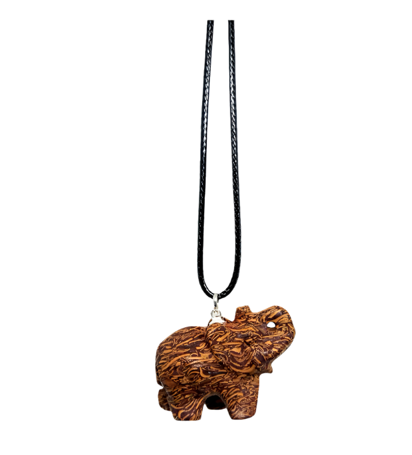 Mariam Jasper Crystal Elephant Pendant Necklace